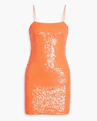 Alice + Olivia Alice Olivia - Fifi sequined stretch-tulle mini dress - Orange Orange