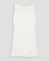 Caroline Constas Natalie ruffled stretch-silk charmeuse mini dress - White White