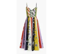 Printed cotton-blend poplin midi dress - Multicolor
