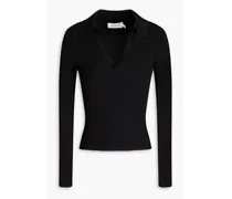 Ribbed jersey polo shirt - Black