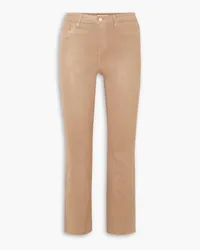 L'Agence Kendra frayed cropped coated high-rise flared jeans - Neutral Neutral