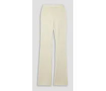 Halle pointelle-knit cotton flared pants - White