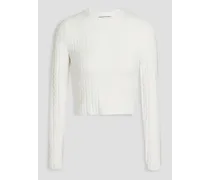 Cropped jacquard-knit top - White