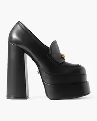 Versace Embellished leather platform loafers - Black Black