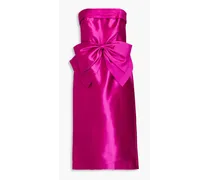 Strapless bow-detailed duchesse-satin midi dress - Purple