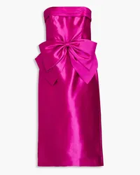 Zac Posen Strapless bow-detailed duchesse-satin midi dress - Purple Purple