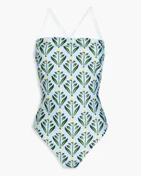 AGUA BENDITA Cerámica Margarita floral-print swimsuit - Blue Blue