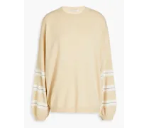 Bead-embellished striped cashmere sweater - Yellow