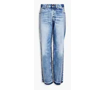 Patchwork high-rise straight-leg jeans - Blue