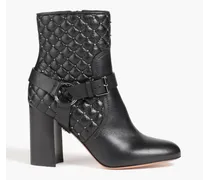 Rockstud quilted leather ankle boots - Black