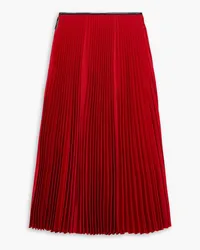 Peter Do Squid pleated leather-trimmed twill midi skirt - Red Red