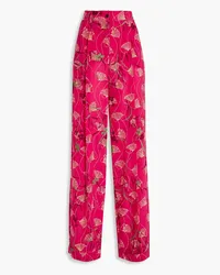 Valentino Garavani Pleated printed silk crepe de chine wide-leg pants - Pink Pink