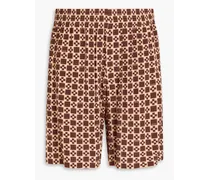 Printed satin shorts - Brown