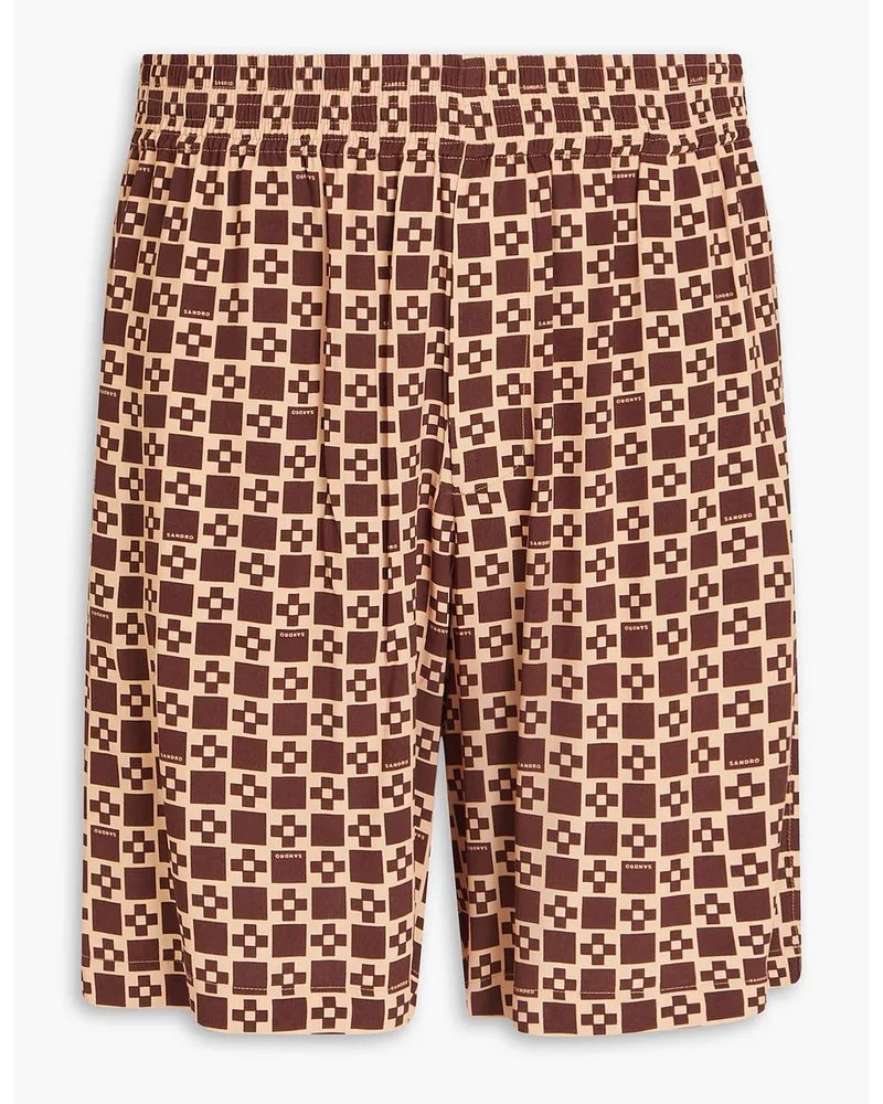 Sandro Printed satin shorts - Brown Brown