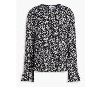 Floral-print crepe blouse - Black