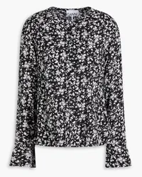 Ganni Floral-print crepe blouse - Black Black