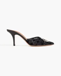 Malone Souliers Missy 70 embellished flocked mules - Black Black