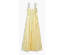 Darralis crystal-embellished striped satin maxi dress - Yellow