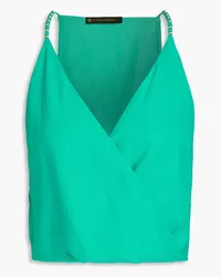 ViX Wrap-effect linen-blend top - Green Green