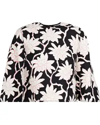 Valentino Garavani Cape-effect floral-print wool and silk-blend crepe top - Black Black