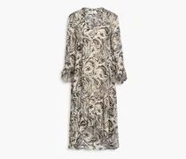 Diane von Furstenberg Ileana asymmetric printed chiffon dress - Neutral Neutral