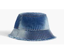 Frayed printed denim bucket hat - Blue