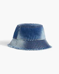 Paco Rabanne Frayed printed denim bucket hat - Blue Blue