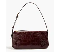 Tory Burch McGraw croc-effect leather shoulder bag - Brown Brown