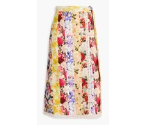 Floral-print linen midi skirt - Yellow