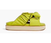 Ruched satin platform sandals - Green