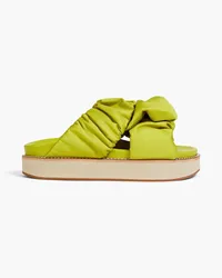 Ganni Ruched satin platform sandals - Green Green