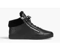 Brek zip-detailed leather sneakers - Black