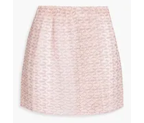 Wrap-effect crochet-knit mini skirt - Pink