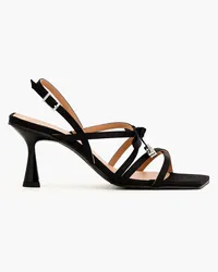 Ganni Embellished satin slingback sandals - Black Black