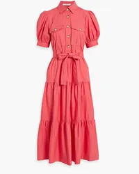 Derek Lam Buffy tiered cotton-blend poplin midi shirt dress - Orange Orange