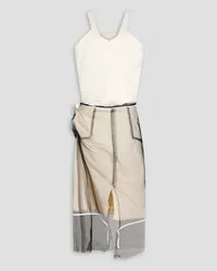 Maison Margiela Twill, canvas and tulle midi dress - White White