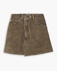 Our Legacy Cover frayed painted cotton-corduroy mini skirt - Brown Brown