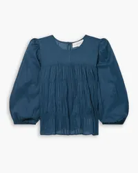 The Great The Daze pleated cotton-voile blouse - Blue Blue