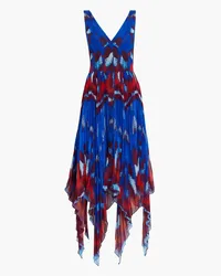 Altuzarra Pleated printed chiffon midi dress - Blue Blue