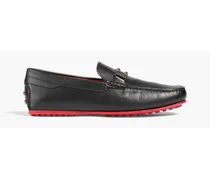 Embellished leather driving shoes - Black