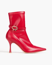 Gianvito Rossi Ascent buckle-detailed faux leather ankle boots - Red Red