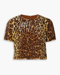 ASHISH Beaded sequined georgette T-shirt - Animal print Animal