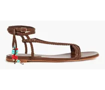 Gianvito Rossi Kingston beaded braided leather sandals - Brown Brown