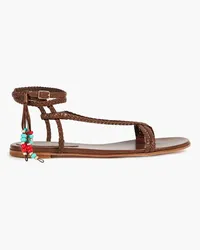 Gianvito Rossi Kingston beaded braided leather sandals - Brown Brown