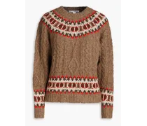 Fair Isle cable-knit cashmere sweater - Brown