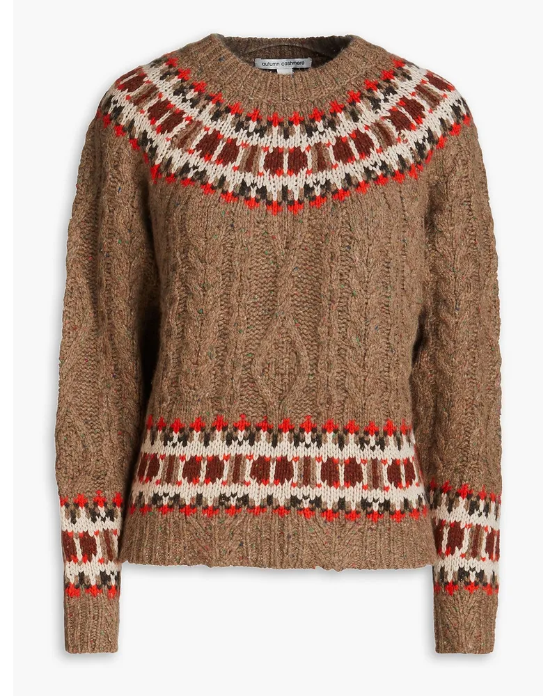 Autumn Cashmere Fair Isle cable-knit cashmere sweater - Brown Brown