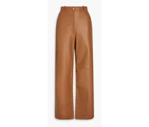 Noro leather wide-leg pants - Brown