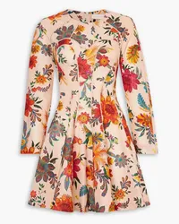 Zimmermann Ginger lace-trimmed floral-print linen mini dress - Orange Orange