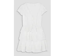 Kindler lace-trimmed ruffled silk mini dress - White