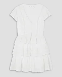 LoveShackFancy Kindler lace-trimmed ruffled silk mini dress - White White